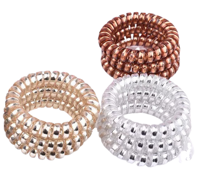 ELASTICI PER CAPELLI A SPIRALE CON COLORI ASSORTITI - KIT 3 PEZZI